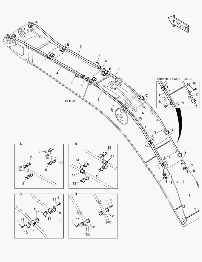 6850 BOOM PIPING - ONE & TWO WAY (BOOM 7.1m)