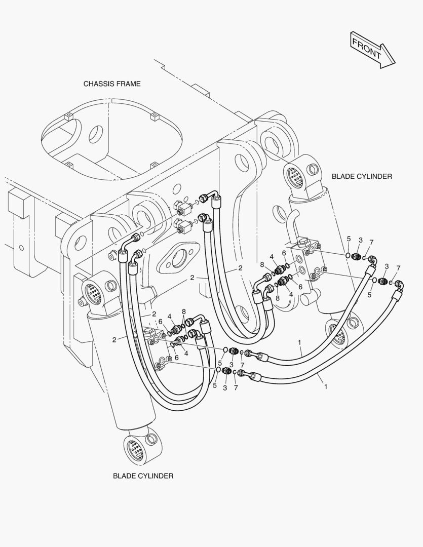 Схема ПЕРЕДНИЙ ТРУБОПРОВОД БУЛЬДОЗЕРА