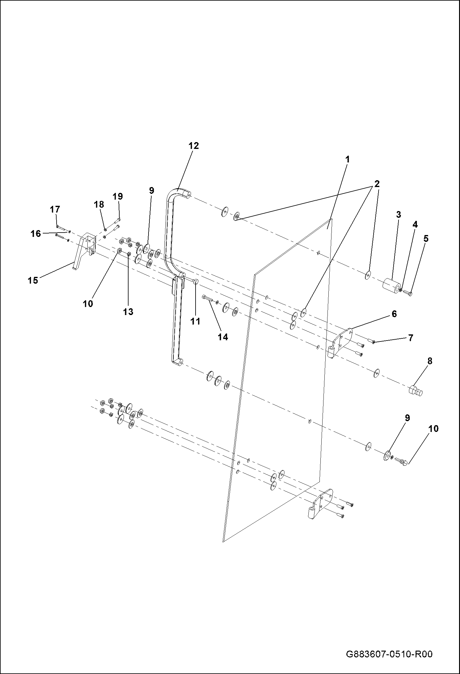 РАМА ЗАДНЕЙ ЧАСТИ ЛЕВОЙ ДВЕРЦЫ КАБИНЫ В СБОРЕ