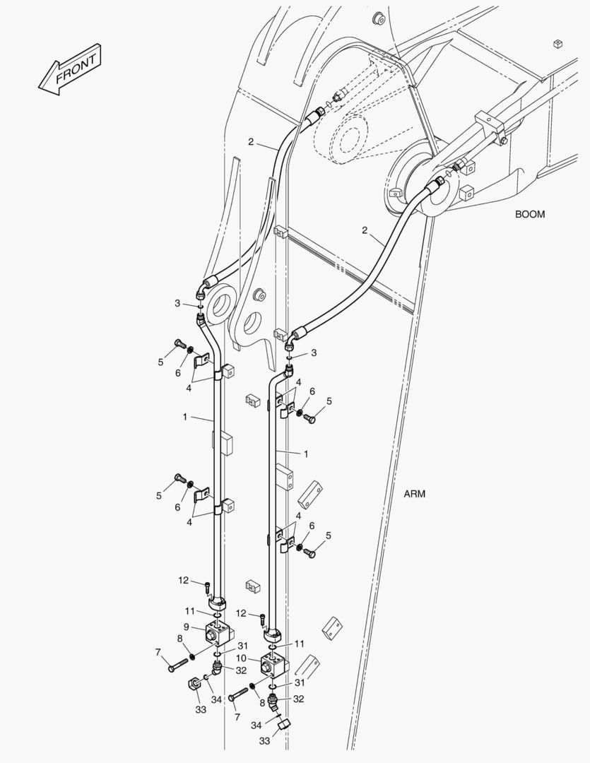 Схема ГИДРОСИСТЕМА РУКОЯТИ - ВРАЩАЮЩИЙСЯ(РУКОЯТЬ 2.9 м)