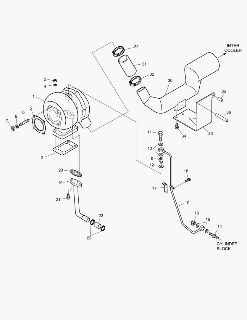 Схема 014 TURBO CHARGER & OIL PIPE
