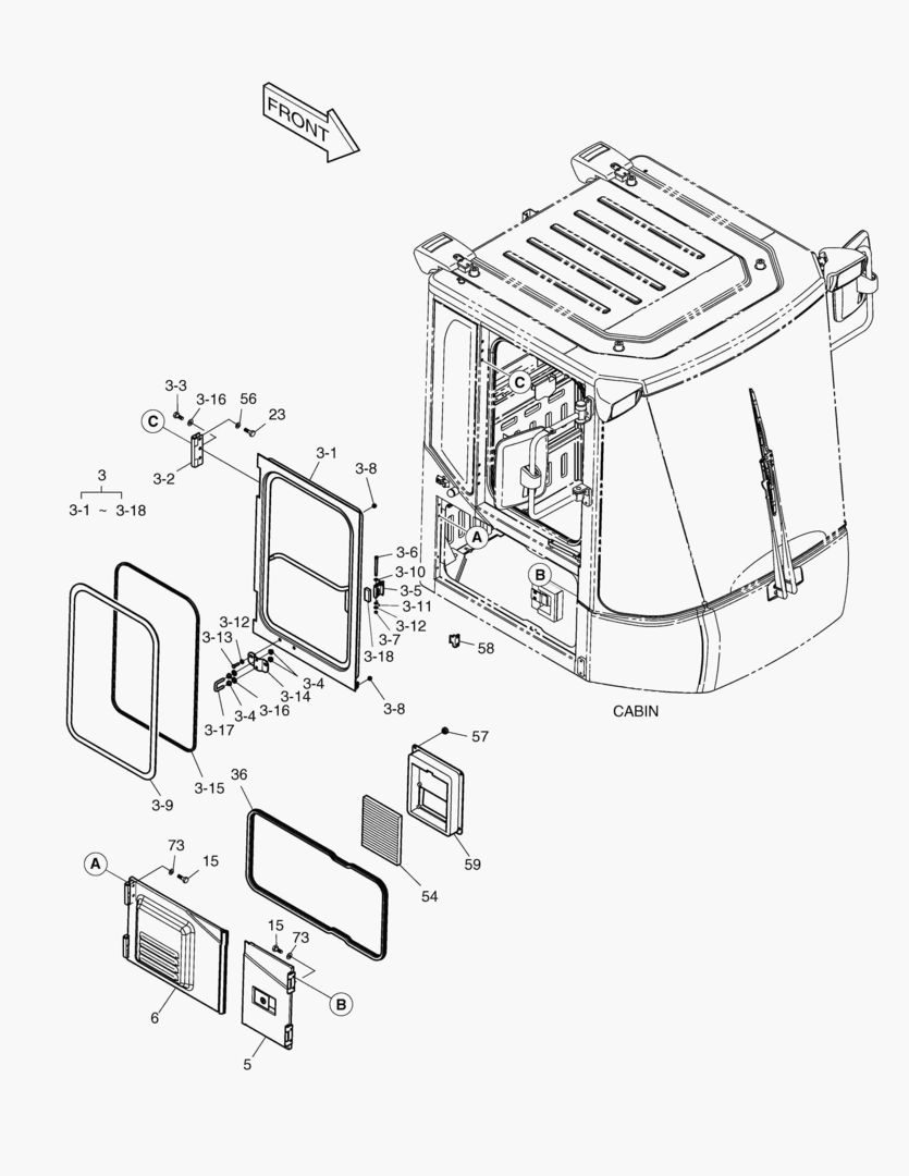 КАБИНА(4) - ДВЕРЬ В СБОРЕ(ПРАВОСТОРОННИЙ)