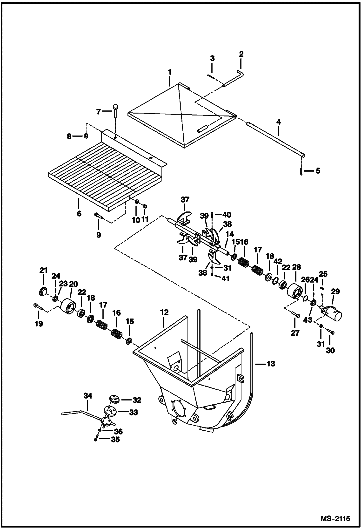 БЕТОНОНАСОС - СЕРИЙНЫЙ НОМЕР PREFIX 2354 БУНКЕР ДЛЯ ЗАГРУЗКИ И СМЕСИТЕЛЬ