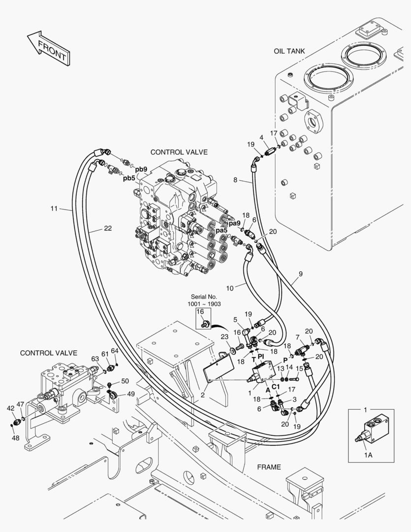 ТРУБОПРОВОД СЕРВОУПРАВЛЕНИЯ(1) - СТРЕЛА С ИЗМЕНЯЕМОЙ ГЕОМЕТРИЕЙ