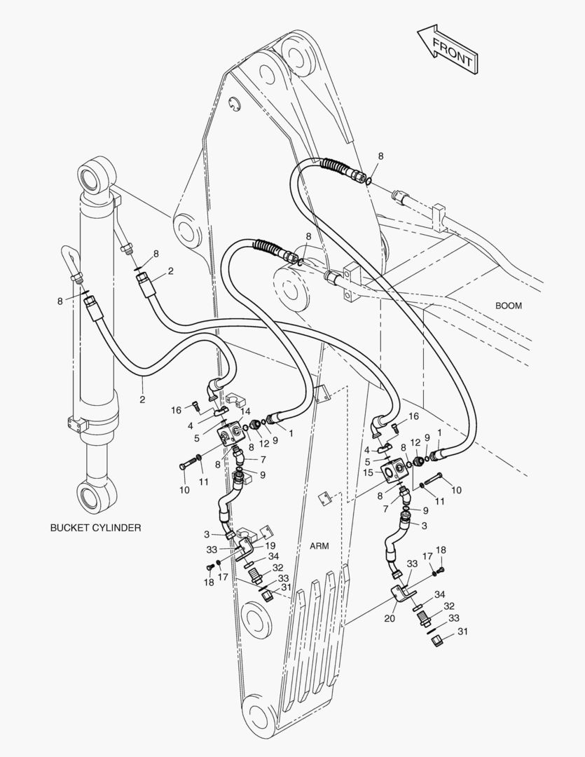 ГИДРОСИСТЕМА РУКОЯТИ - РУКОЯТЬ 2.6 м (ГРЕЙФЕРНЫЙ КОВШ)