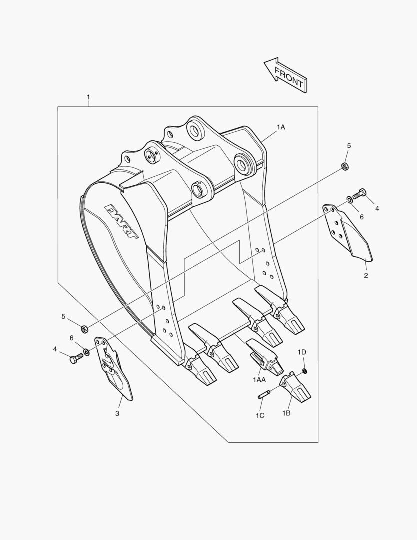 6420 BUCKET ASS`Y - 0.90mВі(42`) - SIDE PIN