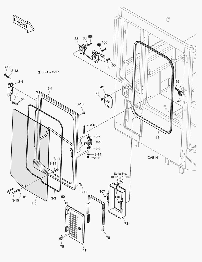 5770 CABIN(5) - DOOR ASS`Y(R.H-WITHOUT ROOF)