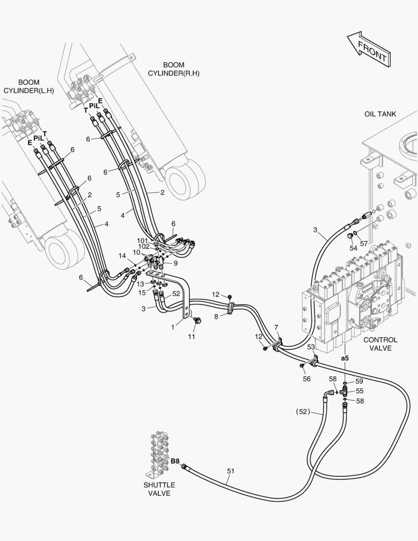 ТРУБОПРОВОД СЕРВОУПРАВЛЕНИЯ-ГИДРОЗАМОК СТРЕЛЫ