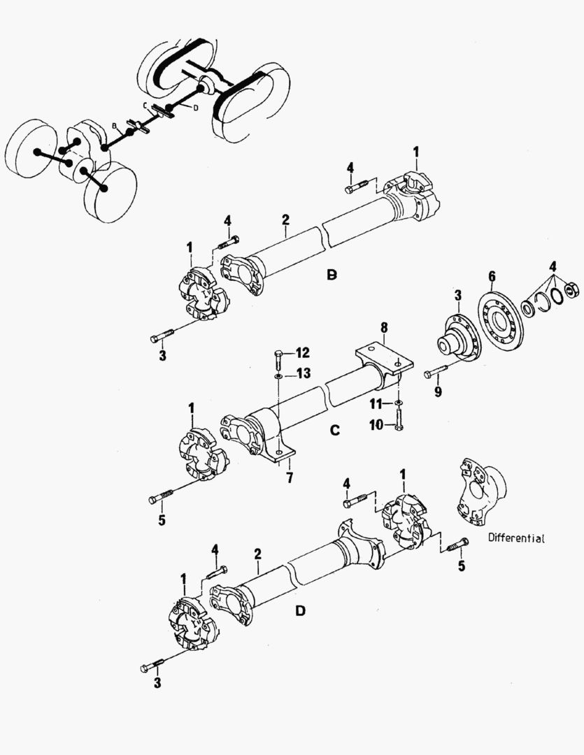 G035-1 INTERMEDIATE SHAFTS; REAR WAGON