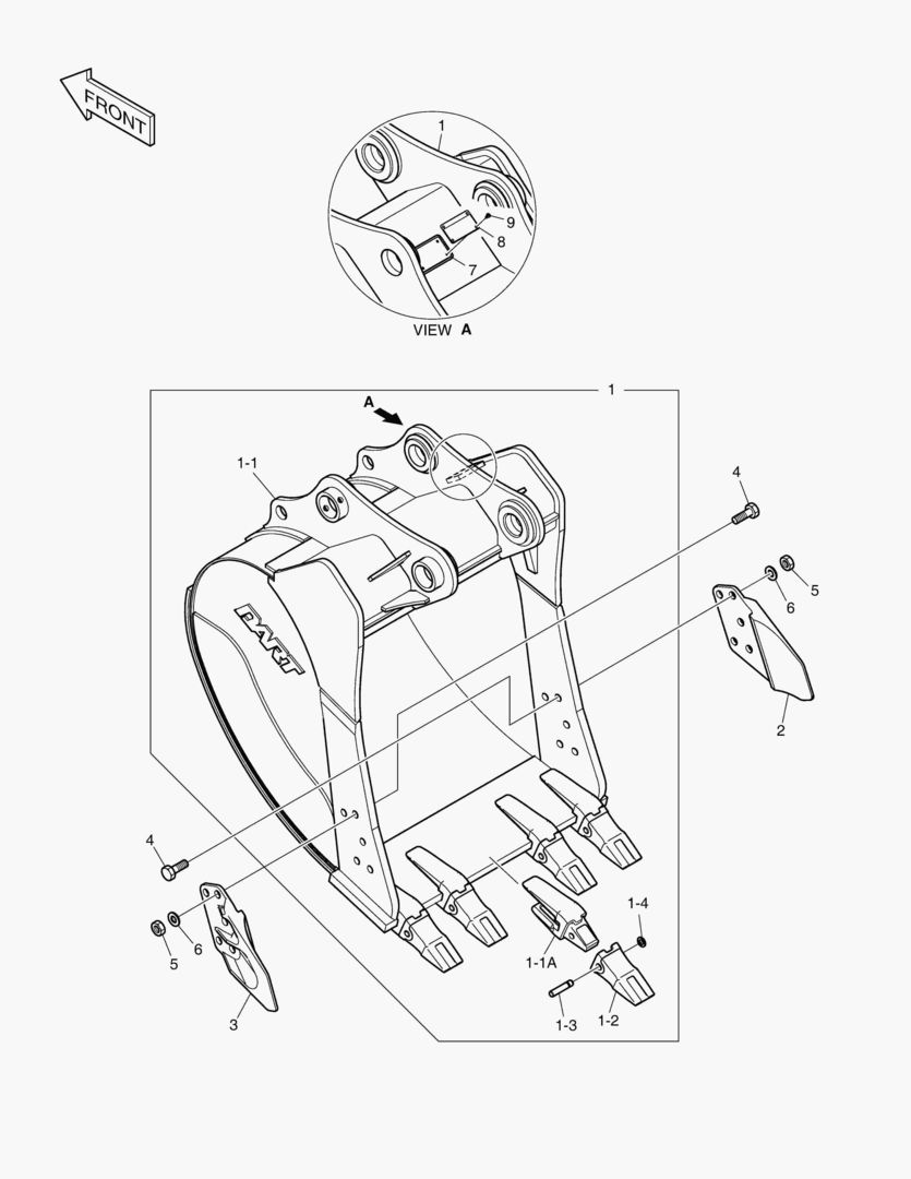 6830 BUCKET ASS`Y - 0.90mВі(42`) - SIDE PIN [1001~1703]