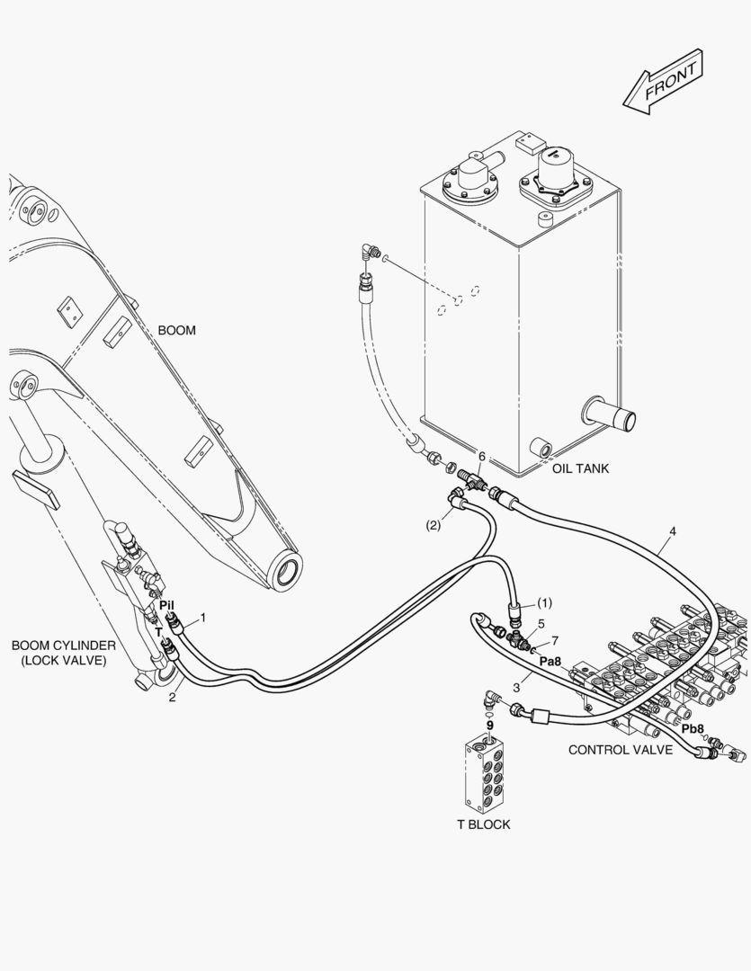 ТРУБОПРОВОД СЕРВОУПРАВЛЕНИЯ - ГИДРОЗАМОК СТРЕЛЫ
