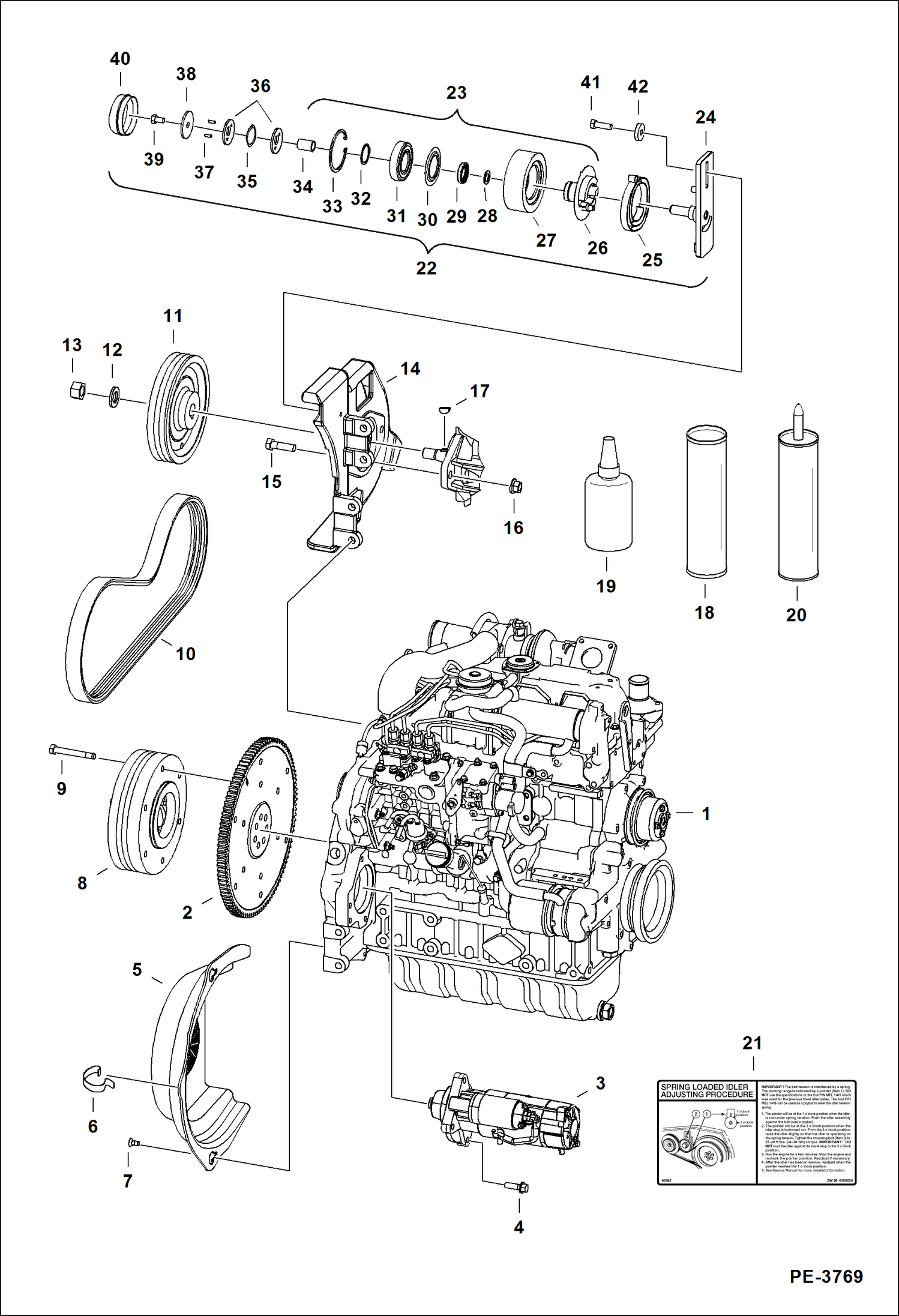 Схема ДВИГАТЕЛЬ И КРЕПЕЖНЫЕ ДЕТАЛИ (СИСТЕМА РЕМНЕЙ ПРИВОДА)