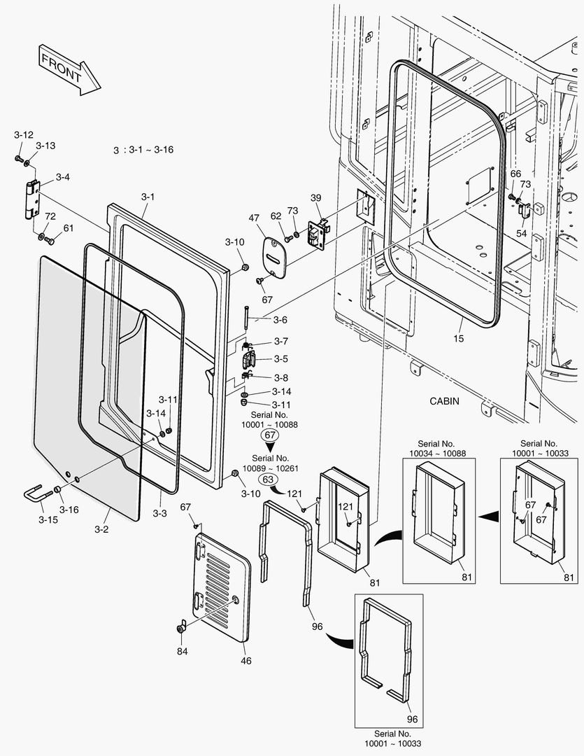 КАБИНА(4) - ДВЕРЬ В СБОРЕ(ПРАВОСТОРОННИЙ-БЕЗ КРЫШИ)
