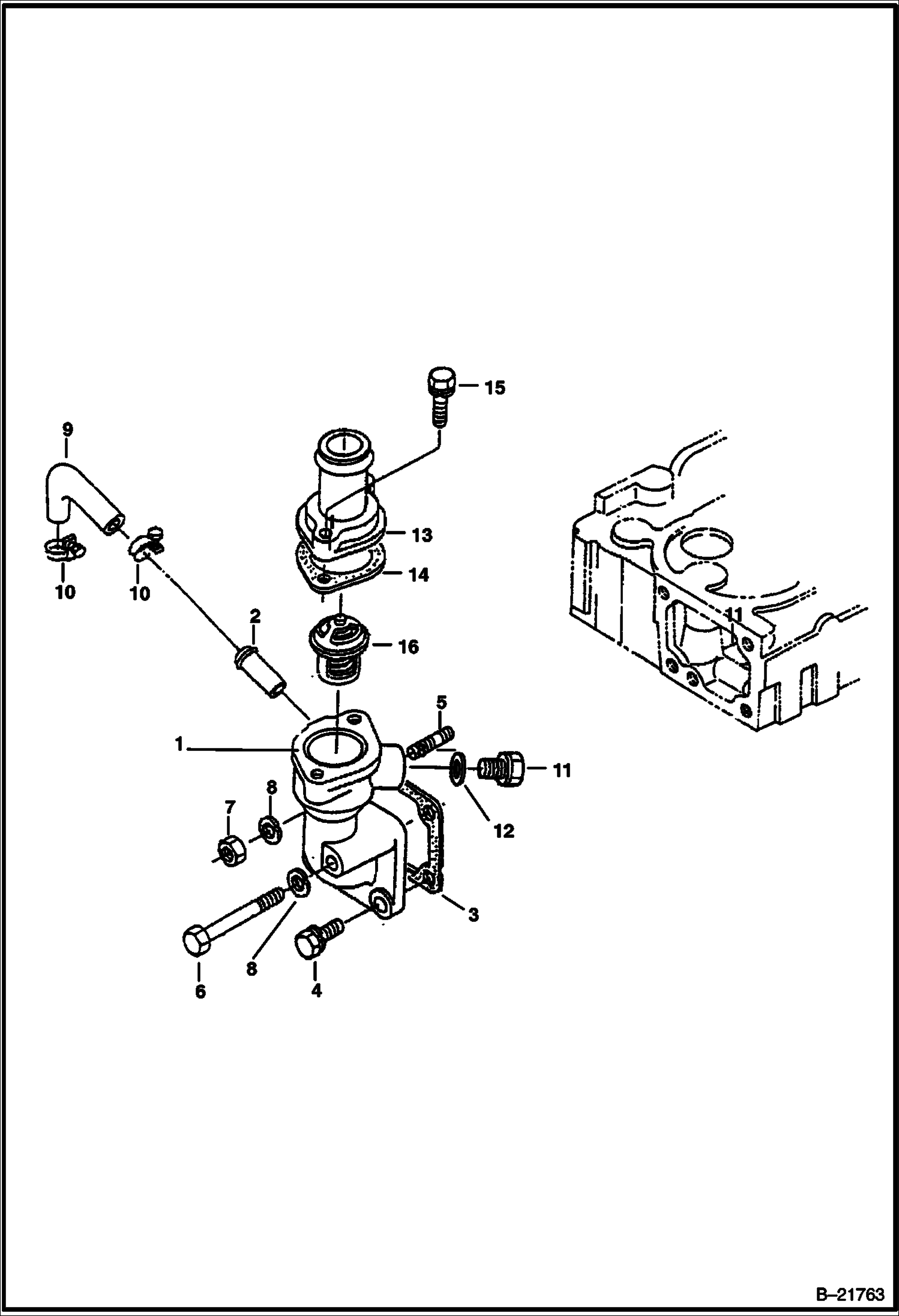 ВОДЯНОЙ ФЛАНЕЦ И ТЕРМОСТАТ KUBOTA - V2003T