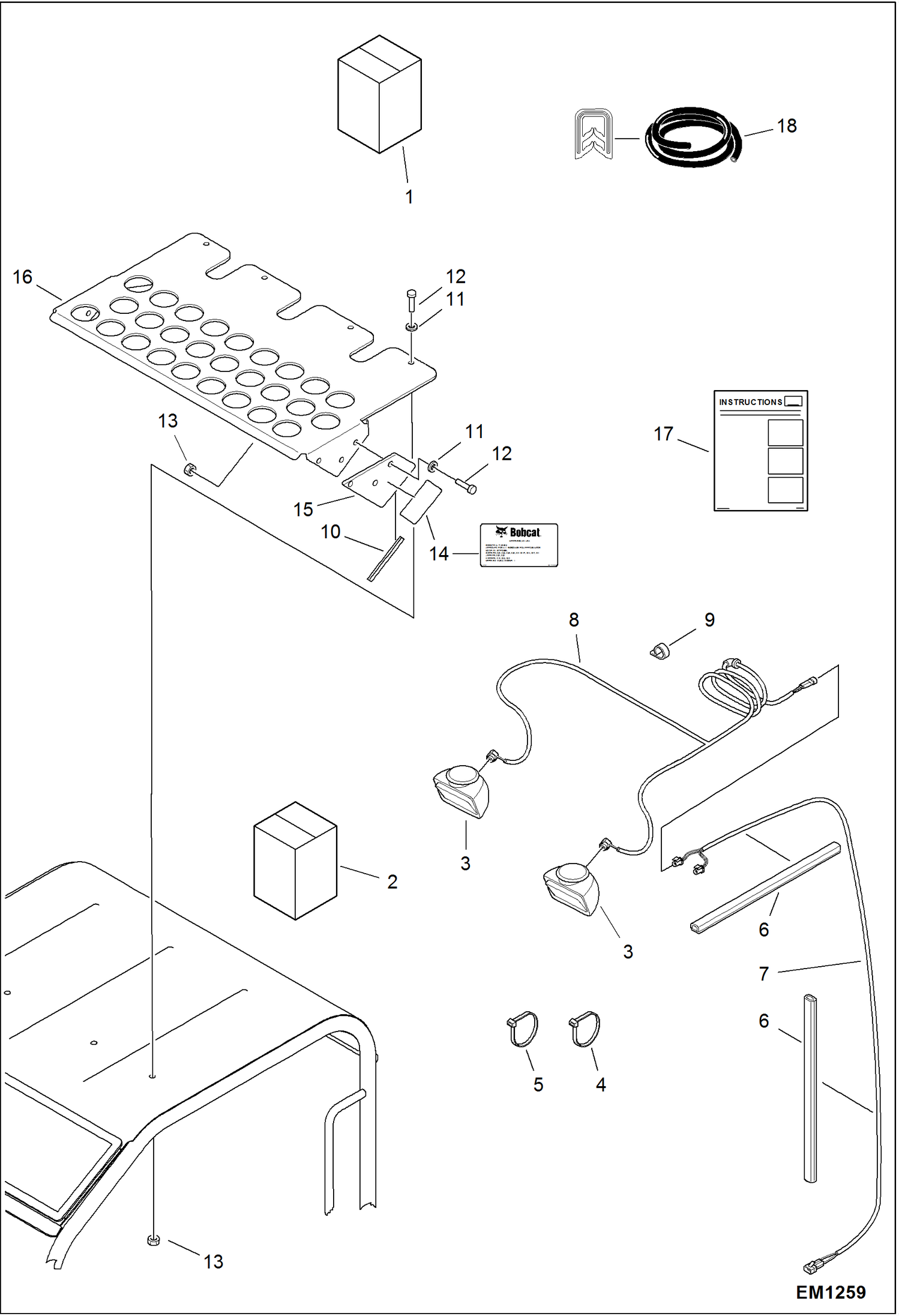 Схема КОМПЛЕКТ ОСВЕЩЕНИЯ ВЕРХНЕЙ ЗАЩИТЫ