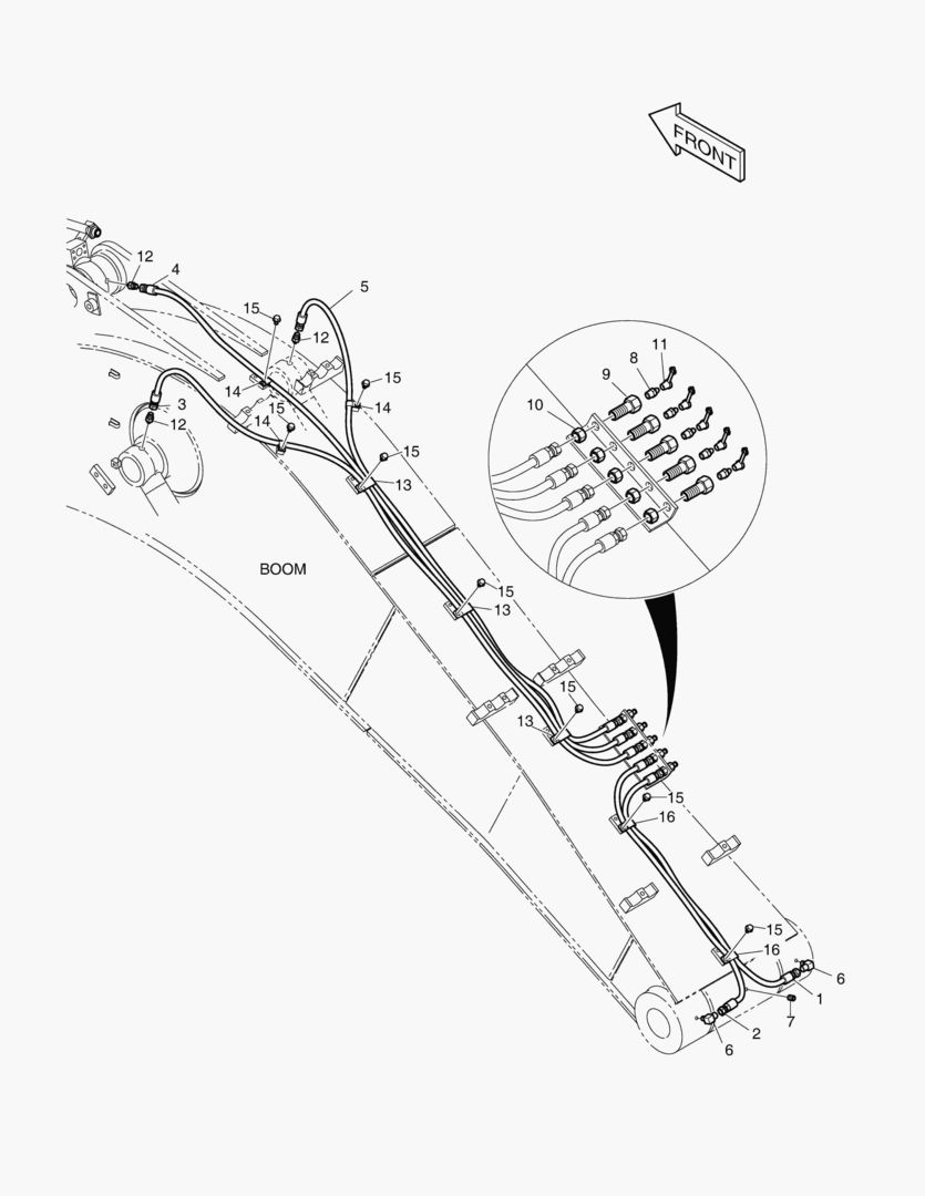 Схема ТРУБОПРОВОД СМАЗОЧНОЙ СИСТЕМЫ - СТРЕЛА 4.3 м