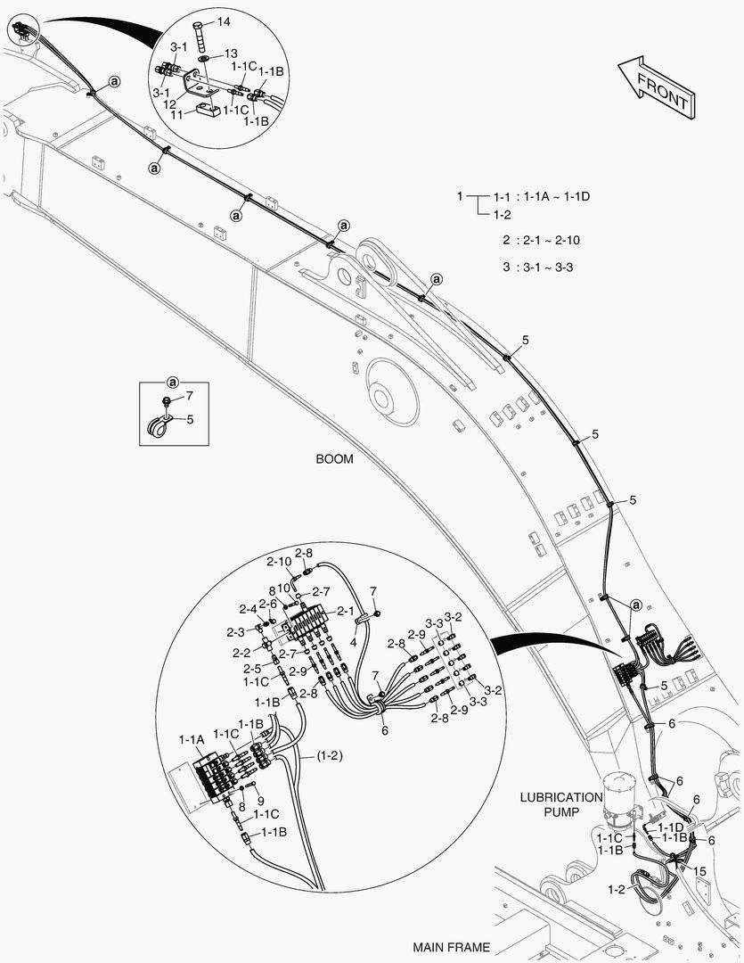 6520 LUBRICATION PIPING - BOOM 7.7m(WITH AGS)