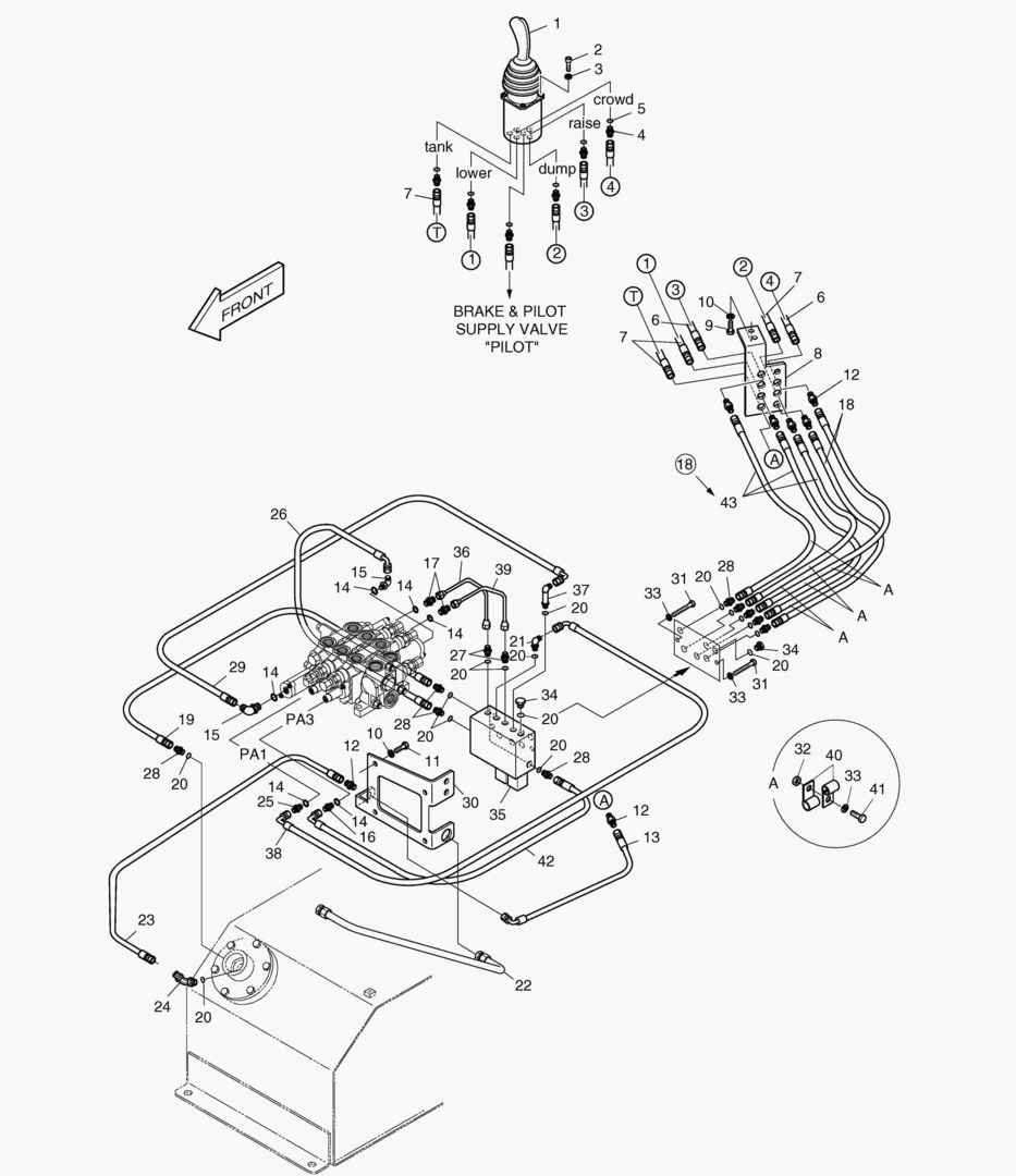 ТРУБОПРОВОД СЕРВОУПРАВЛЕНИЯ-ОДИН РЫЧАГ+3 КАТУШКИ