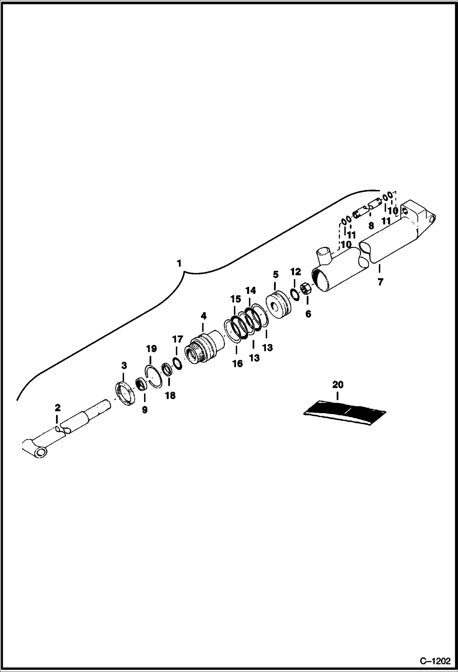 Схема ЭКСКАВАТОР-ПОГРУЗЧИК (СТРЕЛА, КОВШ И ЦИЛИНДР РУКОЯТИ СТРЕЛЫ ЧЕРПАКА) (CESSNA) (908)