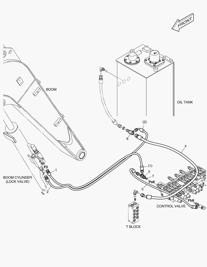 ТРУБОПРОВОД СЕРВОУПРАВЛЕНИЯ - ГИДРОЗАМОК СТРЕЛЫ