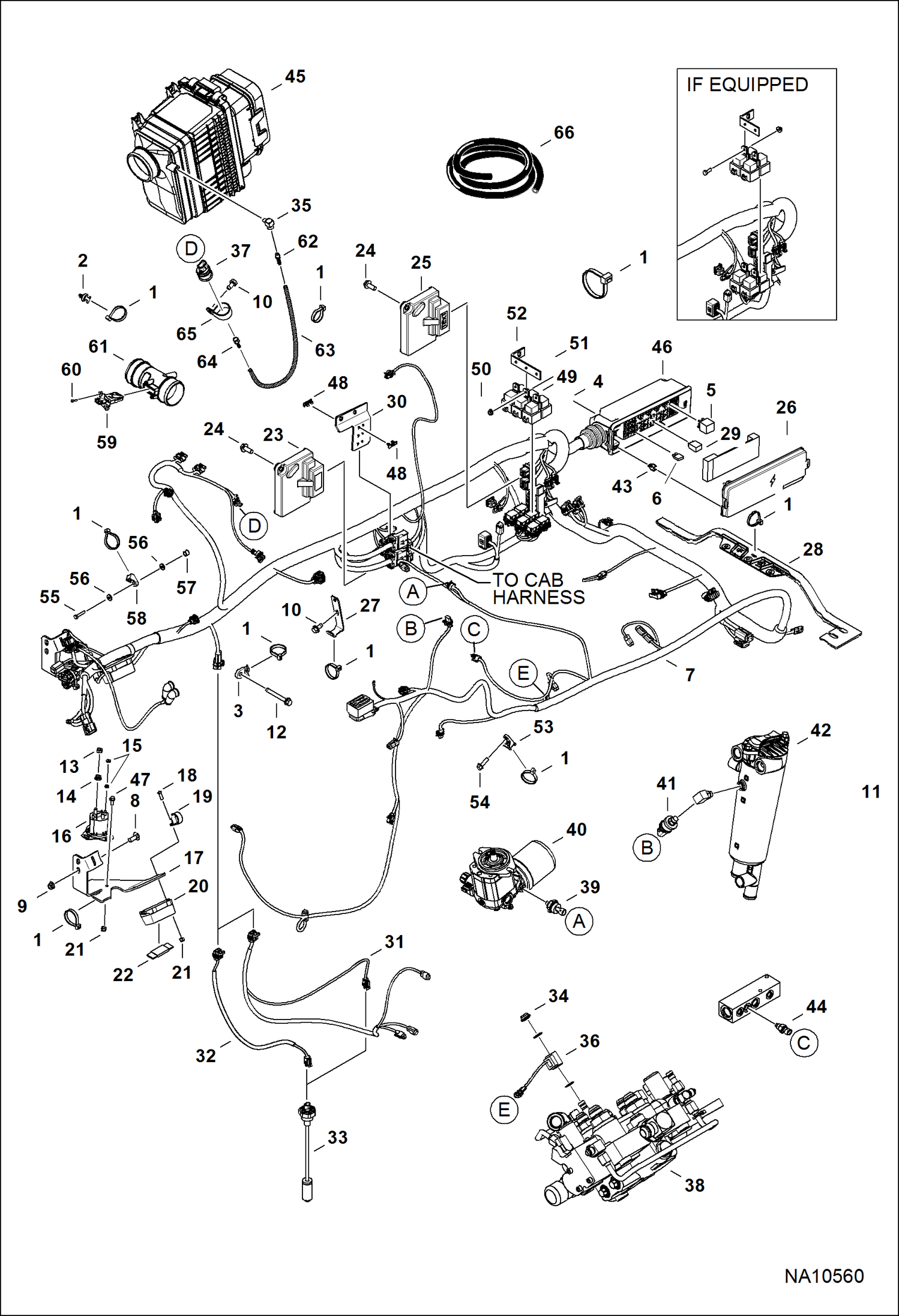 ЭЛЕКТРОСХЕМА ДВИГАТЕЛЯ (ГЛАВНЫЙ ЖГУТ ПРОВОДОВ РАМЫ И ДАТЧИКИ ФИЛЬТРА) (СЕРИЙНЫЙ НОМЕР AT5A11001 - AT5A11719)