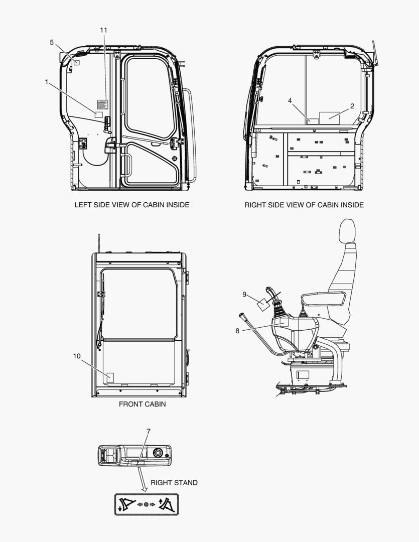 ПРЕДУПРЕЖДАЮЩАЯ ТАБЛИЧКА - КАБИНА(ЭКСПОРТИРУЕМОЕ ОБОРУДОВАНИЕ)
