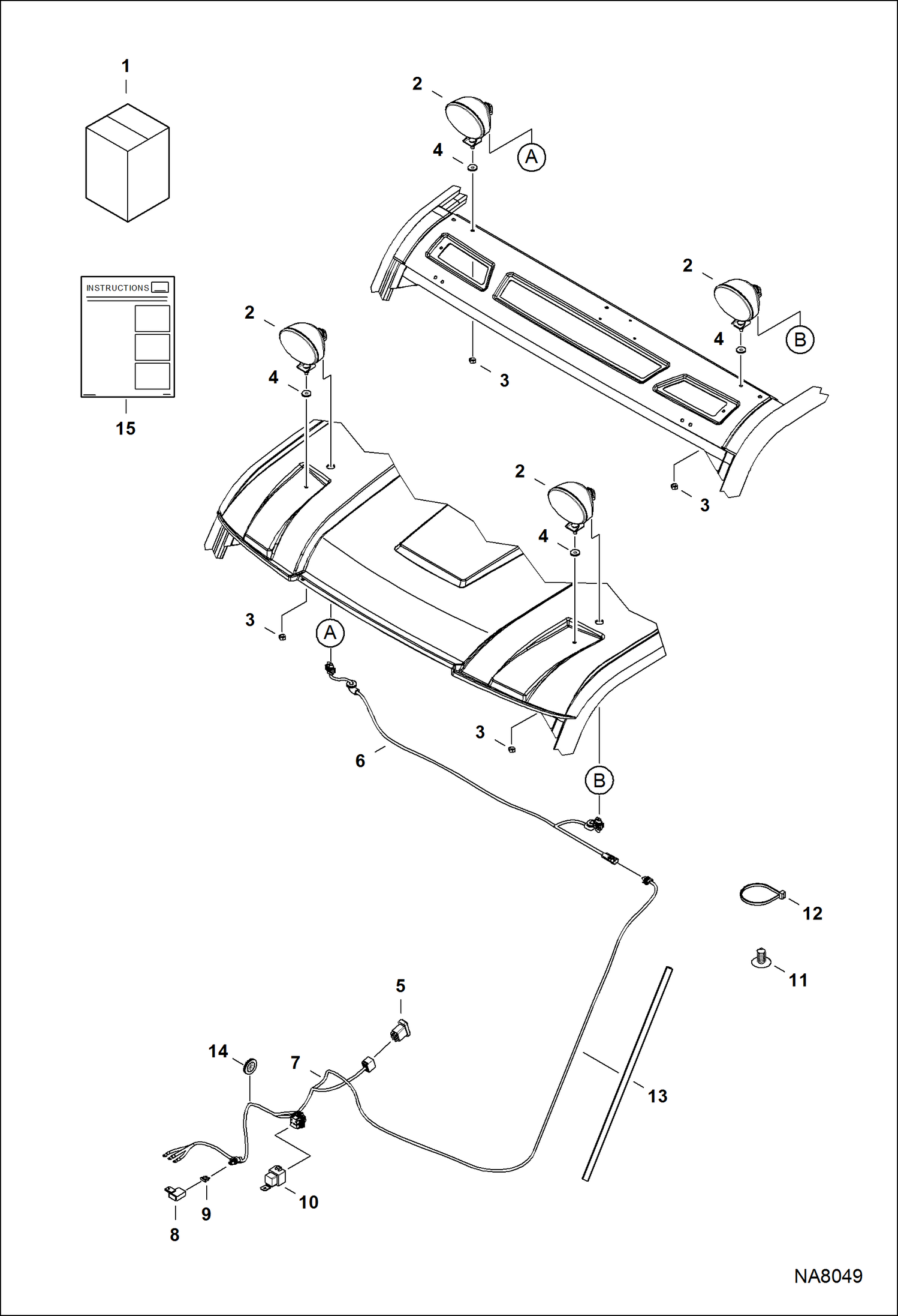 Схема КОМПЛЕКТ УСТРОЙСТВ ОСВЕЩЕНИЯ (ПЕРЕДНЯЯ КОНСТРУКЦИЯ)
