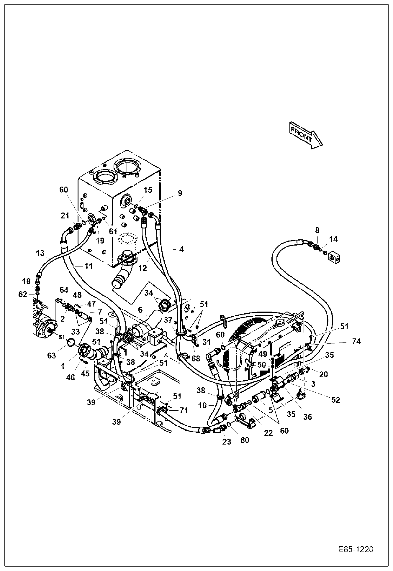 СХЕМА ГИДРАВЛИЧЕСКОЙ СИСТЕМЫ (ЭЛЕКТРОПИТАНИЕ И ВОЗВРАТ)