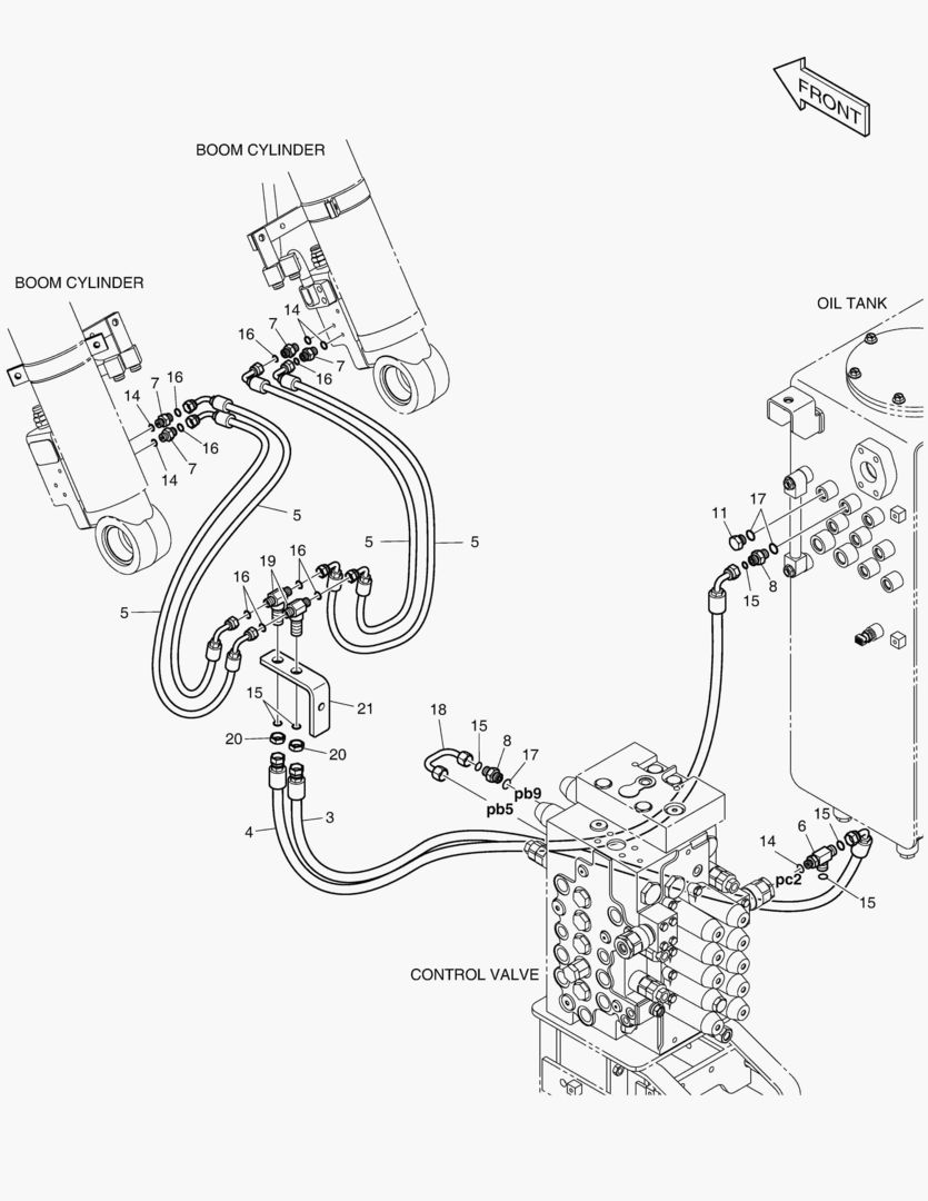 ТРУБОПРОВОД СЕРВОУПРАВЛЕНИЯ - ТОЛЬКО ГИДРОЗАМОК СТРЕЛЫ