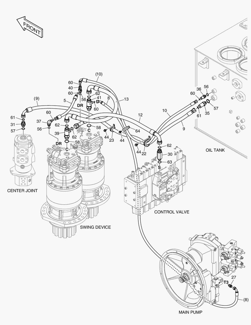 1290 OIL COOLER PIPING(3) - SWING DEVICE