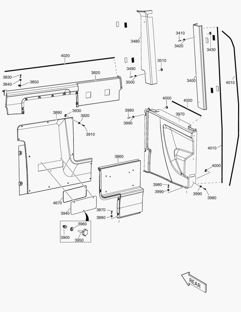 Спецтехника G305-80 PANELS IN CABIN - REAR AND LEFT SIDE