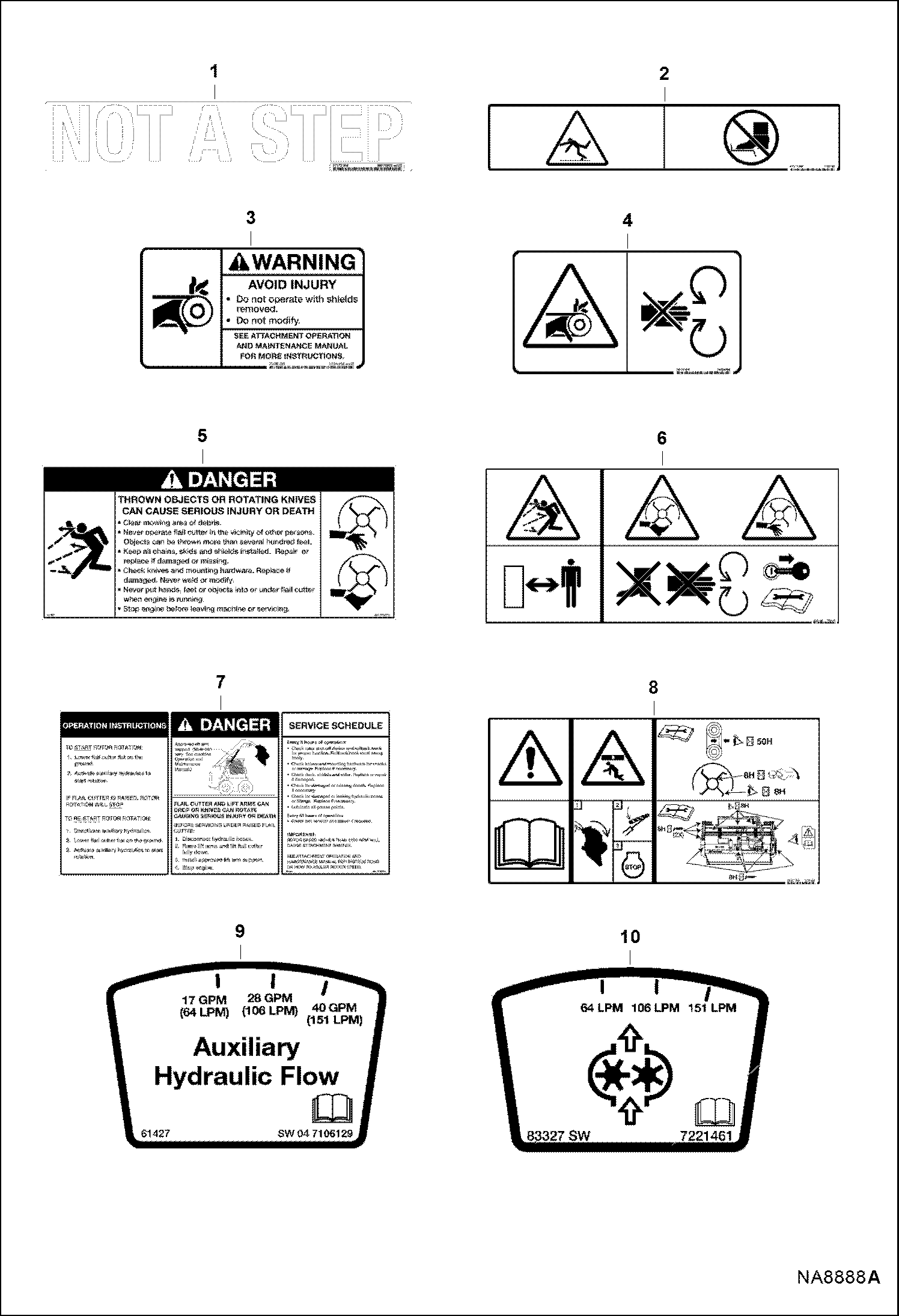 ТРИММЕР (УНИЧТОЖИТЕЛЬ РАСТИТЕЛЬНОСТИ) (ПРЕДУПРЕЖДАЮЩИЕ ТАБЛИЧКИ) (БЕЗ ТЕКСТА) (FC175 4675) (FC200 4673)