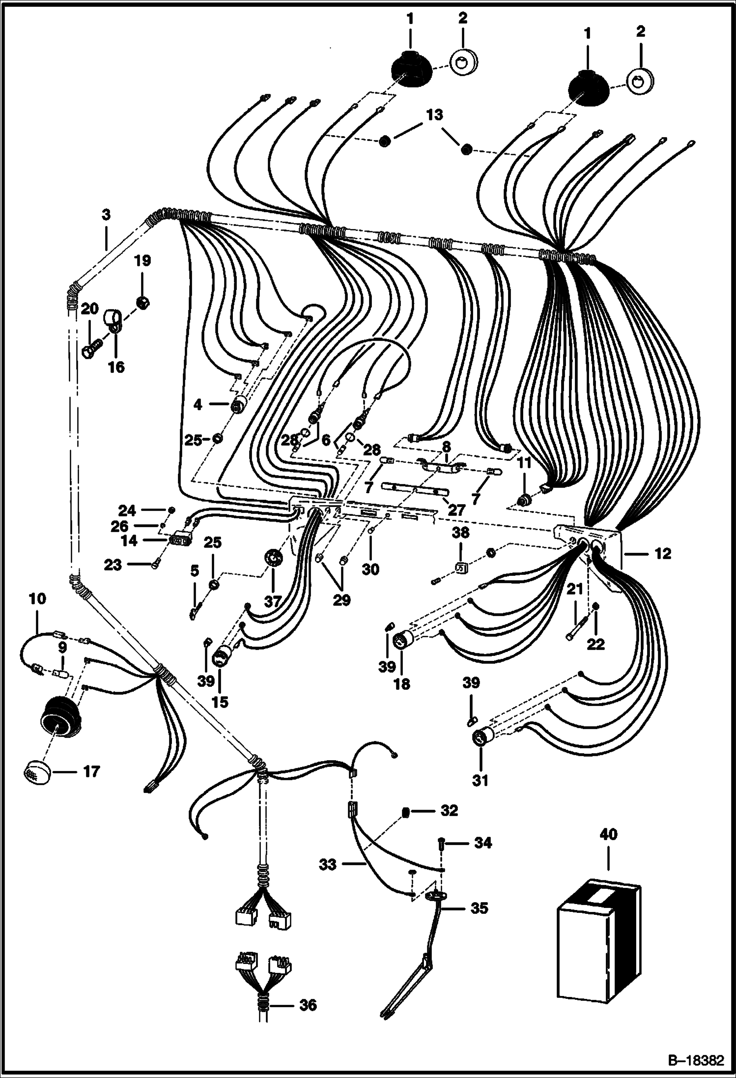 ЭЛЕКТРИЧЕСКАЯ СИСТЕМА КАБИНЫ (СЕРИЙНЫЙ НОМЕР 19999 И НИЖЕ)