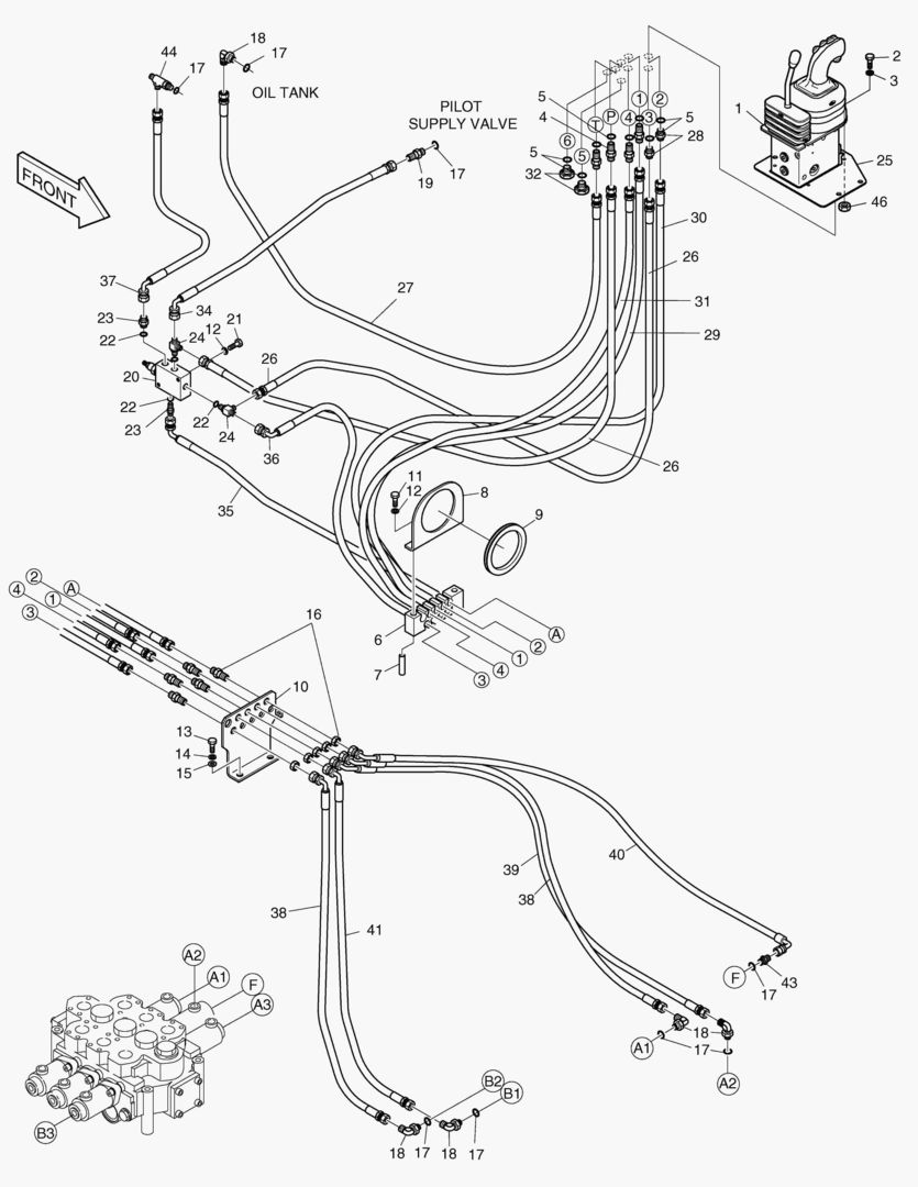ТРУБОПРОВОД СЕРВОУПРАВЛЕНИЯ (РЫЧАГ ПЕРЕКЛЮЧЕНИЯ ПЕРЕДАЧИ - 2 КАТУШКИ)