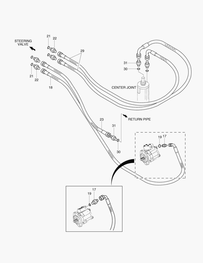 Схема ПАТРУБКИ РУЛЕВОГО УПРАВЛЕНИЯ(2)-СТАЦИОНАРНЫЙ КЛАПАН
