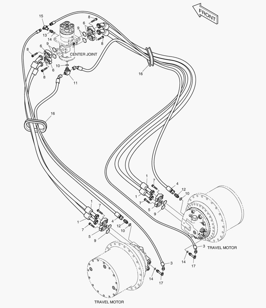 ТРУБОПРОВОД ХОДА - ДЛИННАЯ ГУСЕНИЦА(DX225LCA)