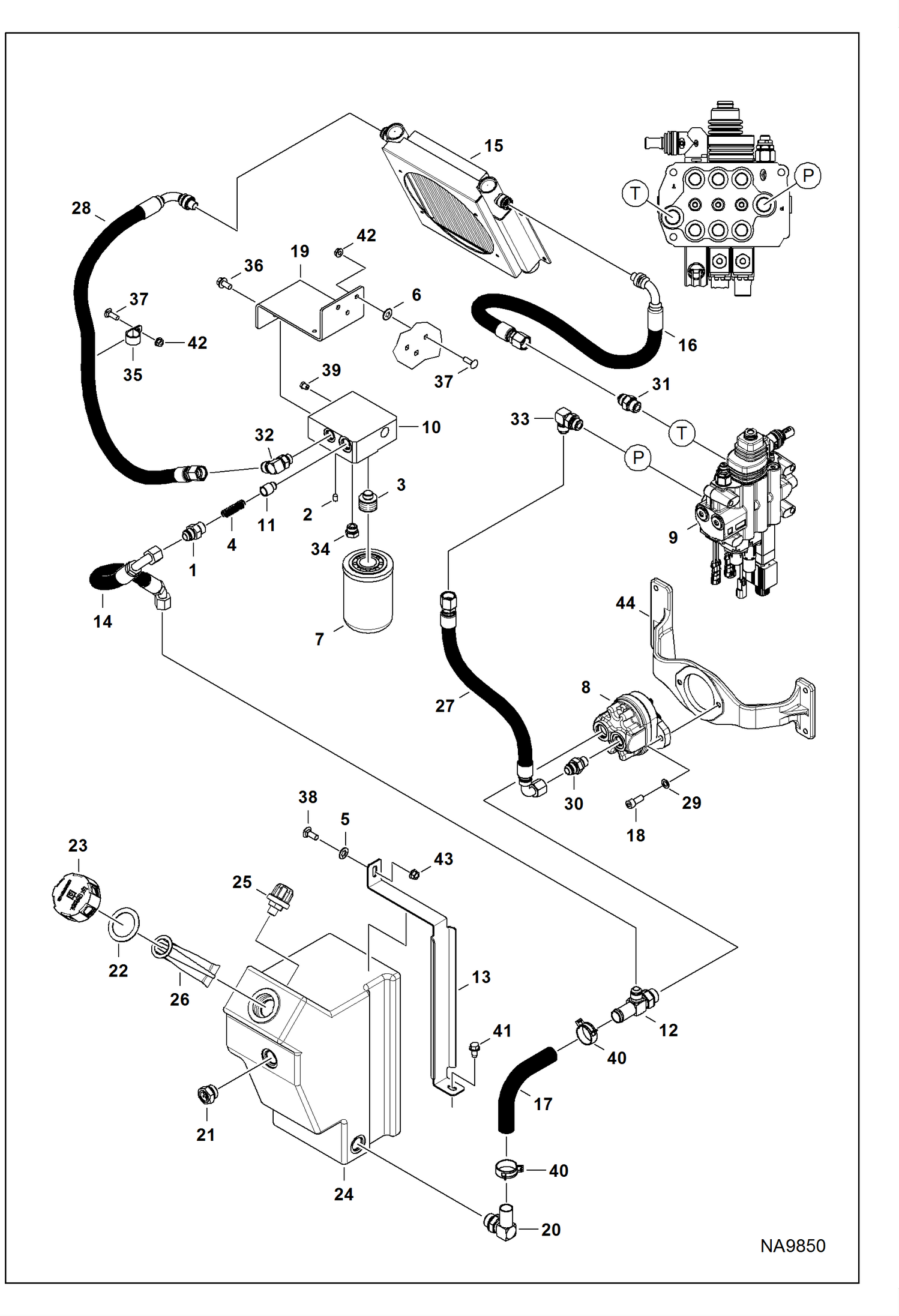 СХЕМА ГИДРАВЛИЧЕСКОЙ СИСТЕМЫ (ОХЛАЖДЕНИЕ, ФИЛЬТР, БАК)