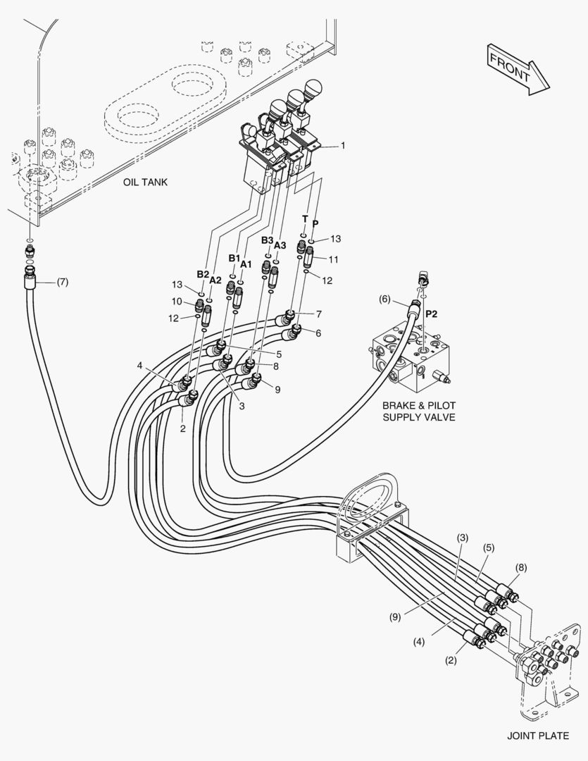 ТРУБОПРОВОД СЕРВОУПРАВЛЕНИЯ - ПАЛЕЦ + 3 КАТУШКИ