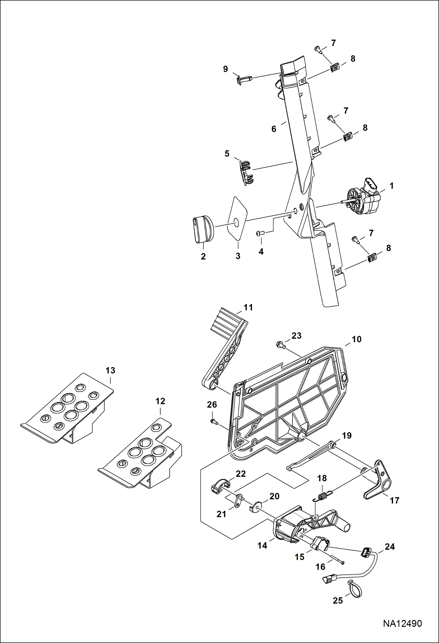 Схема УСТРОЙСТВО РЕГУЛИРОВАНИЯ ОБОРОТОВ ДВИГАТЕЛЯ (С ПЕДАЛЬЮ ДРОССЕЛЬНОЙ ЗАСЛОНКИ) (СЕРИЙНЫЙ НОМЕР B2LA И ВЫШЕ)