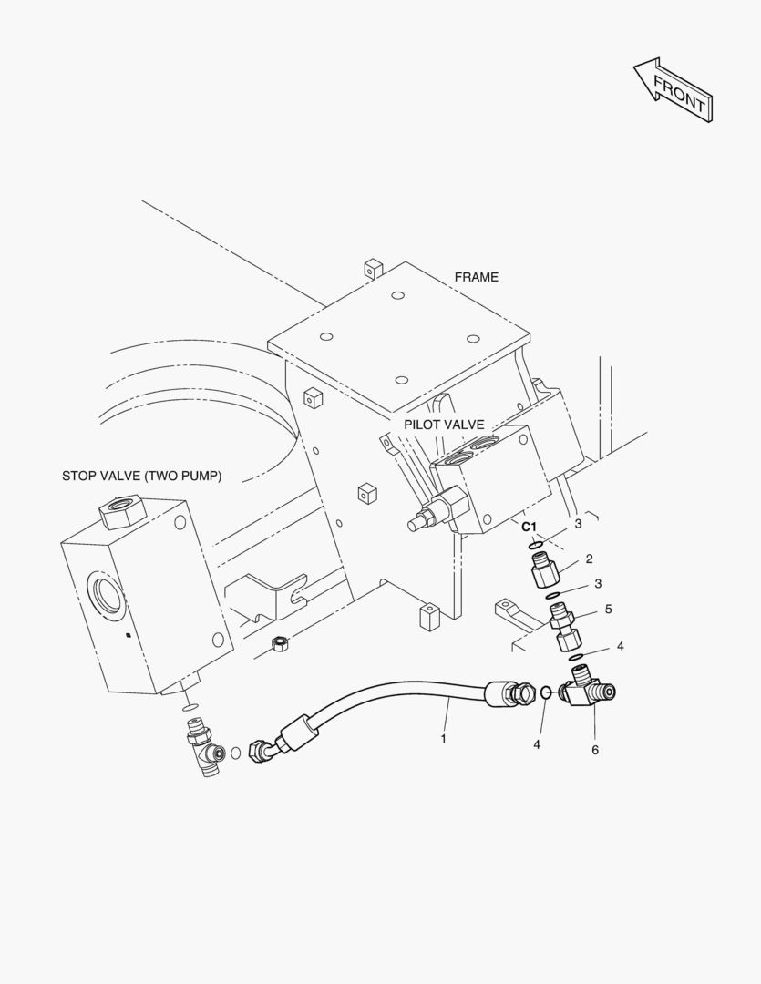 ТРУБОПРОВОД СЕРВОУПРАВЛЕНИЯ - 2 НАСОСА(ШАРНИРНАЯ СТРЕЛА)