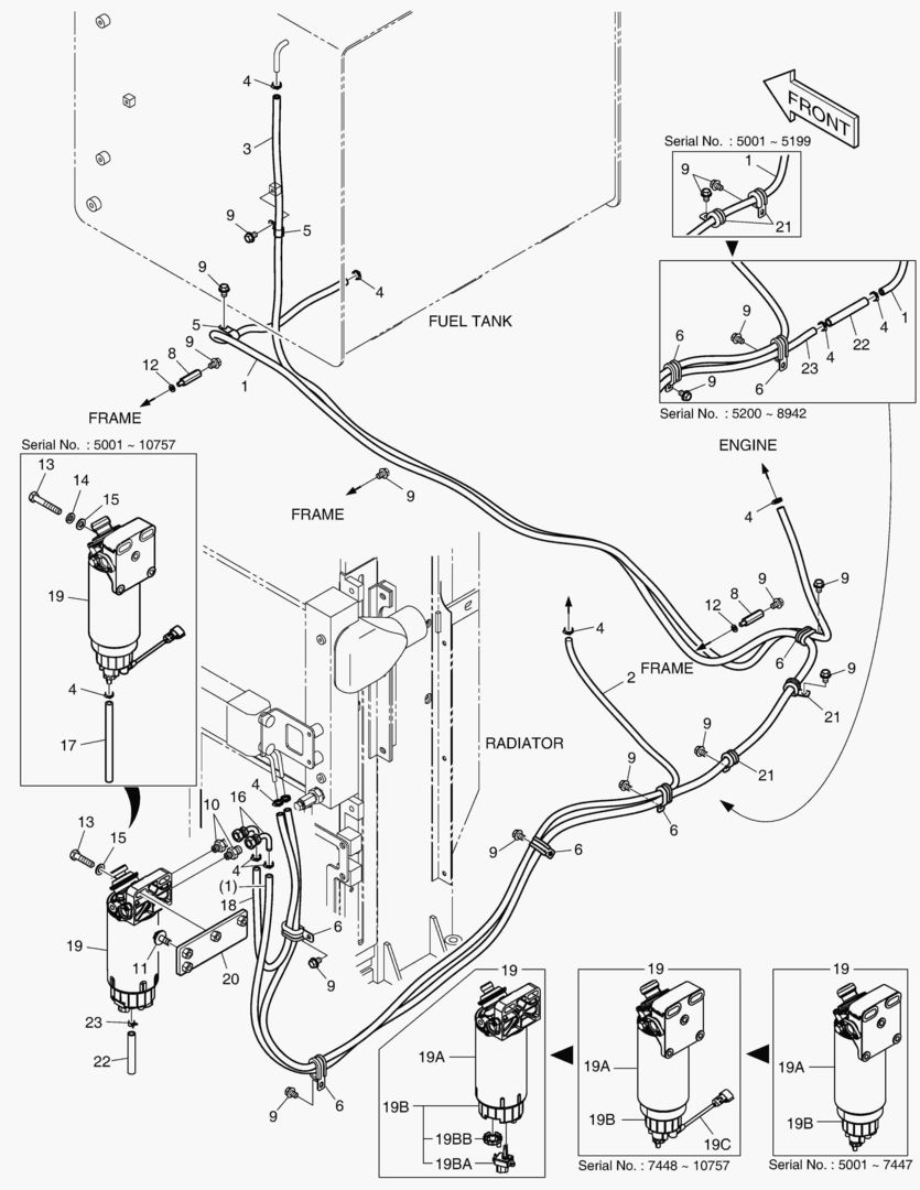 Схема 1200 FUEL PIPING [5001~10831]