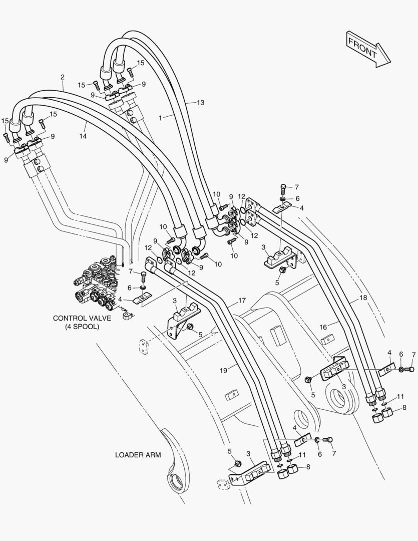 ГИДРОСИСТЕМА РУКОЯТИ ПОГРУЗЧИКА - 4 КАТУШКИ