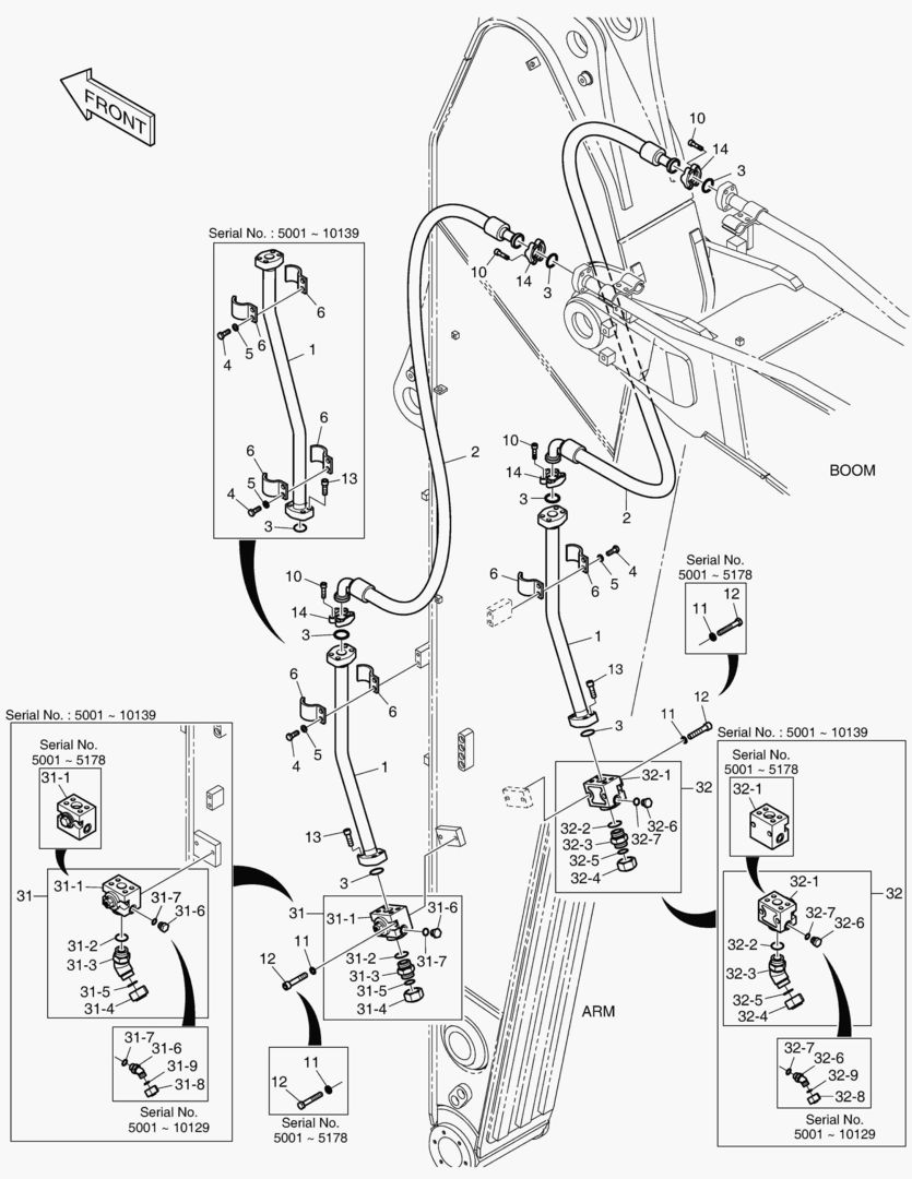 Схема 6610 ARM PIPING - ONE & TWO WAY(ARM 3.95m)