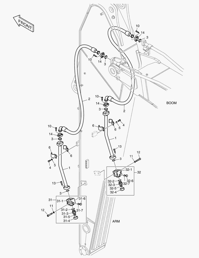 Схема 6790 ARM PIPING - ONE & TWO WAY(ARM 3.95m)