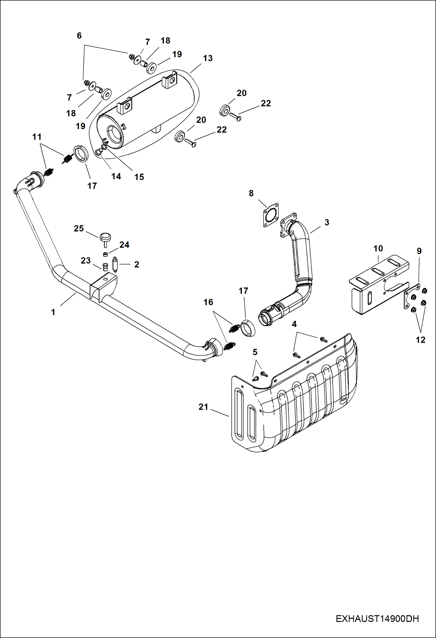 ДВИГАТЕЛЬ, ОТВОД ВЫХЛОПНЫХ ГАЗОВ (СЕРИЙНЫЙ НОМЕР AVW420001 И ВЫШЕ)