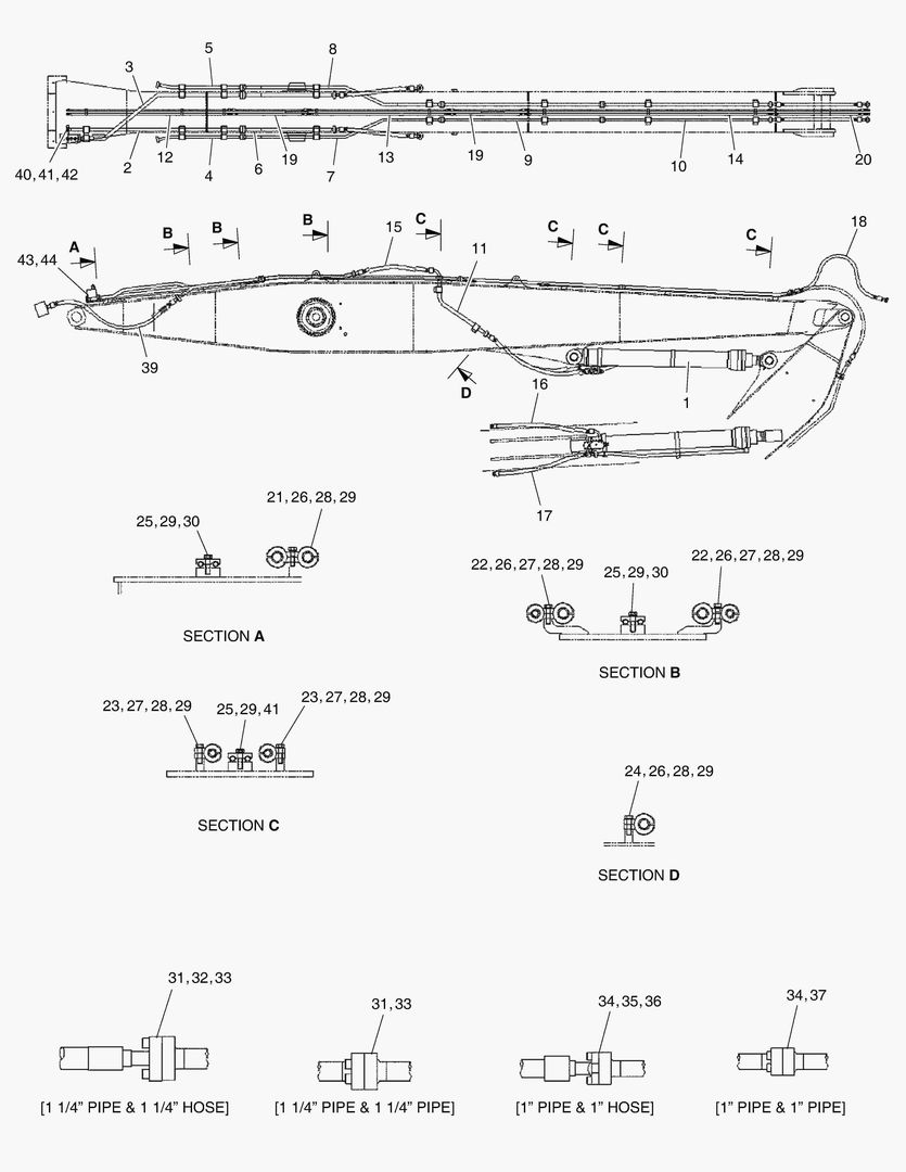 Схема ГИДРОСИСТЕМА СТРЕЛЫ