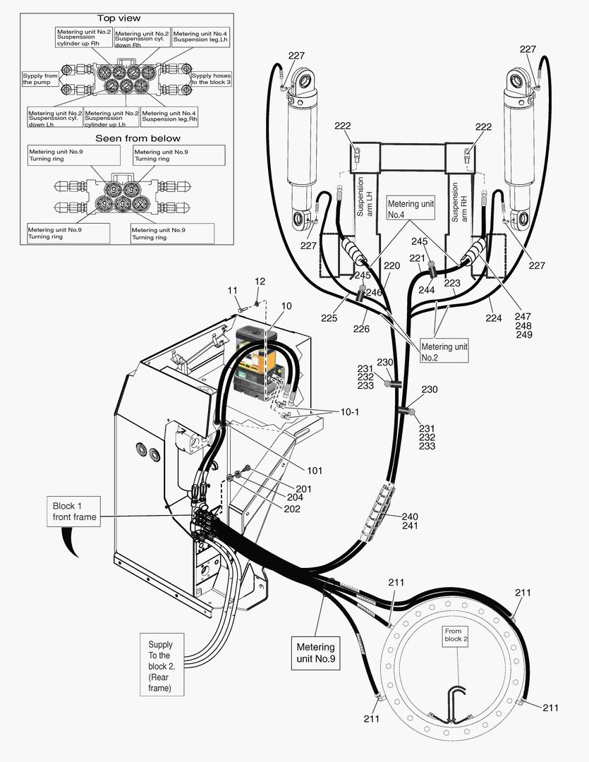 G490-30 CENTRAL LUBRICATION, MOUNTING PARTS FRONT FRAME