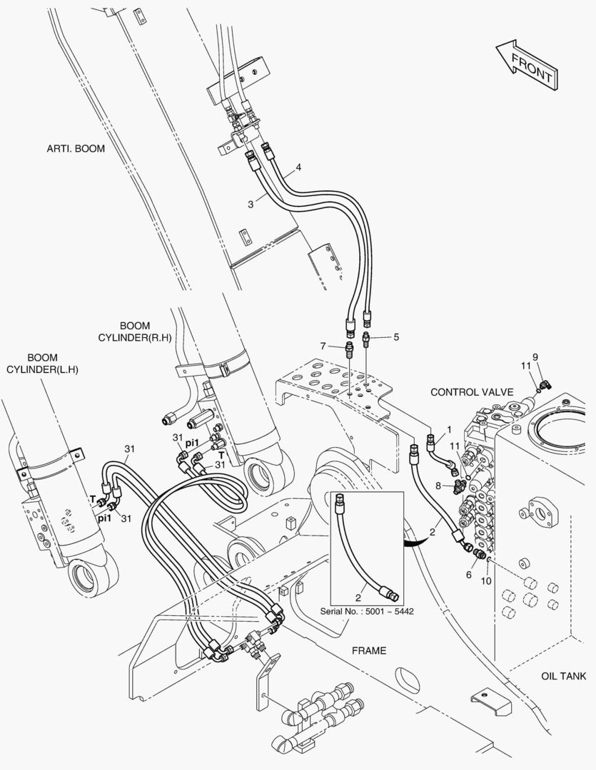 ТРУБОПРОВОД СЕРВОУПРАВЛЕНИЯ - ГИДРОЗАМОК(ШАРНИРНАЯ СТРЕЛА)