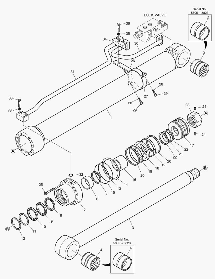 4322 BOOM CYLINDER - R.H (LOCK VALVE) [5805~]