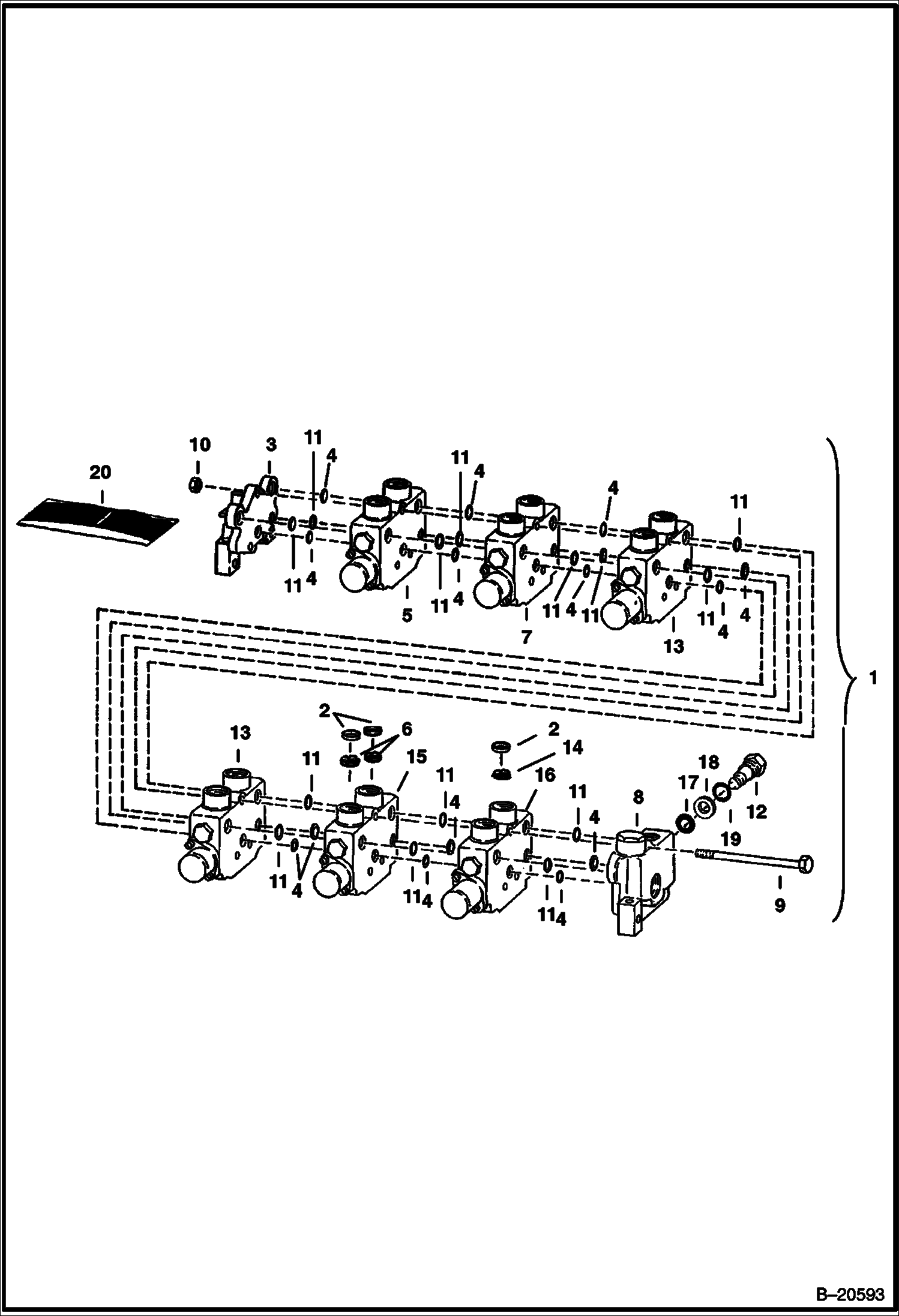 Схема ЭКСКАВАТОР-ПОГРУЗЧИК (РЕГУЛИРУЮЩИЙ КЛАПАН) (911B) (914B)